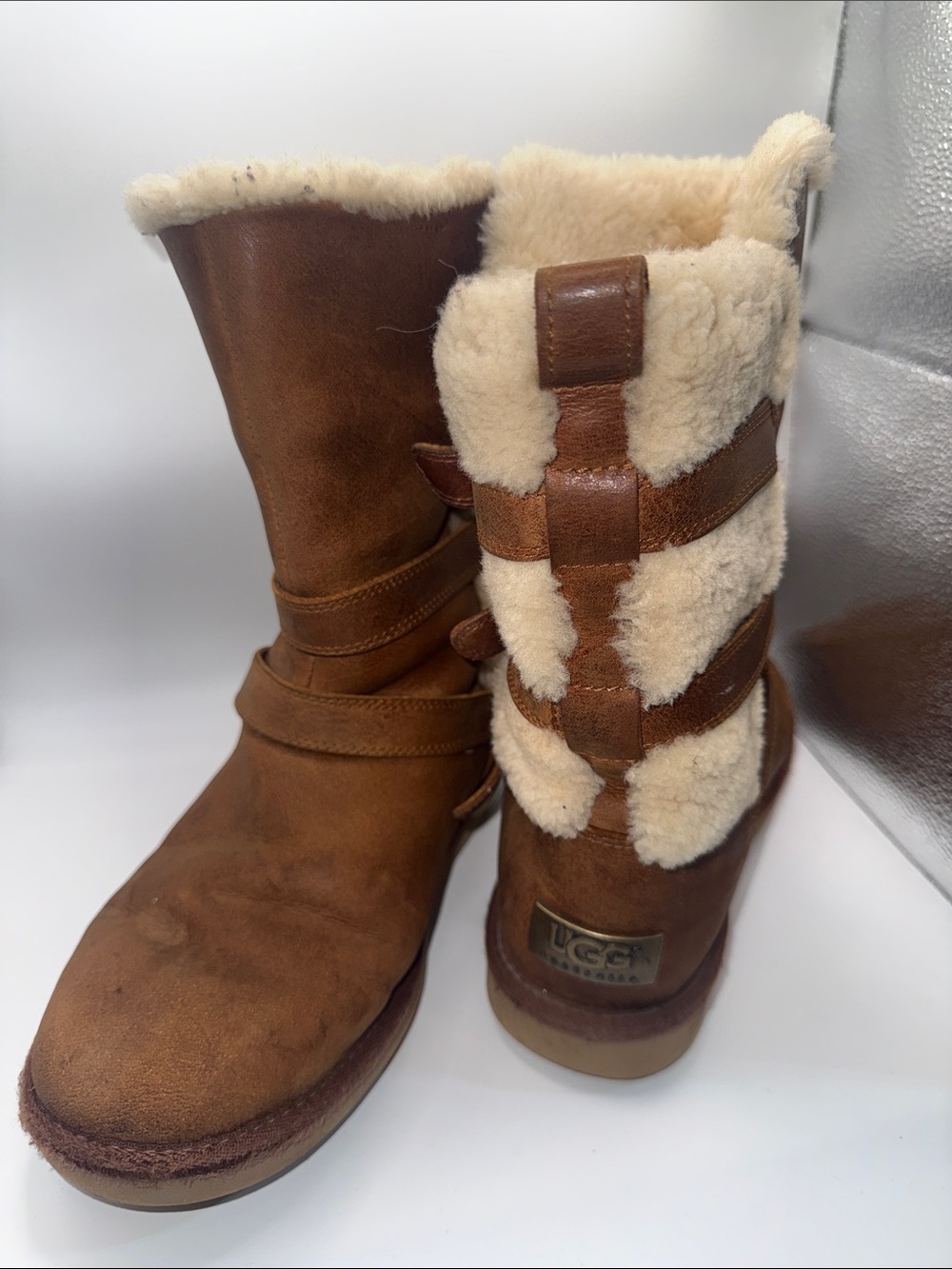 UGG Australia Becket Brown Winter Boots with Decorative Closure Belts